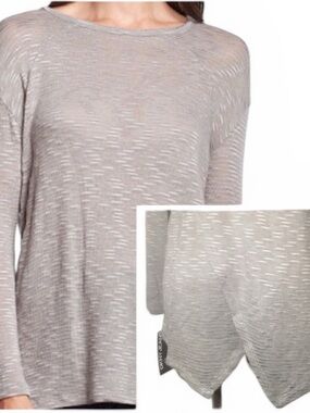 DKNY Gray Envelope Back Long Sleeve Tunic Top